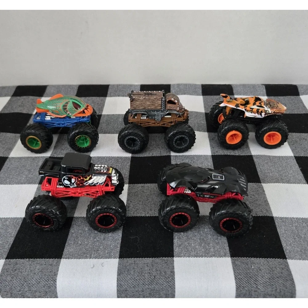 5 Hot Wheels Monster Truck Lot Chewbacca Piranha Darth Vader 1:64 Scale Die-Cast